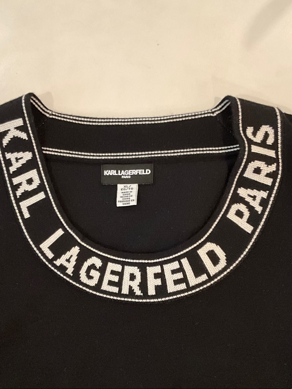 Karl Lagerfeld Black Sleeveless Tank with White Logo Trim - NWOT - Picture 5 of 8